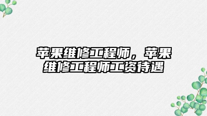 蘋果維修工程師，蘋果維修工程師工資待遇