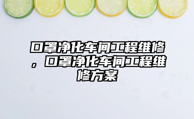 口罩凈化車間工程維修，口罩凈化車間工程維修方案