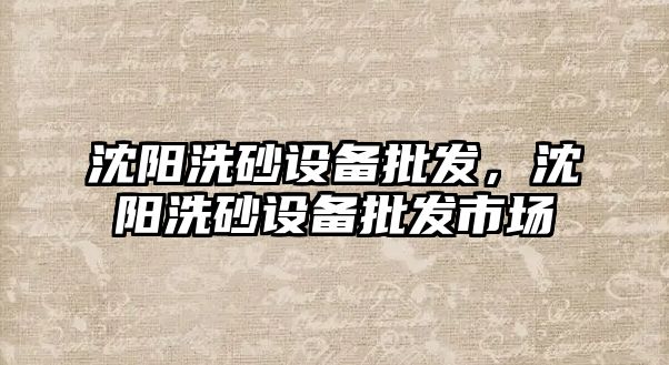 沈陽洗砂設備批發，沈陽洗砂設備批發市場