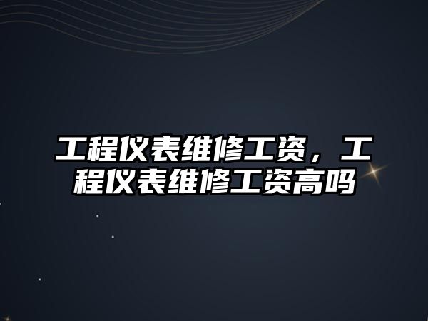 工程儀表維修工資，工程儀表維修工資高嗎