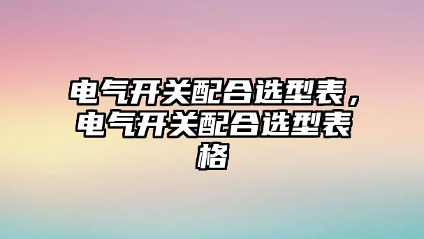 電氣開關配合選型表，電氣開關配合選型表格