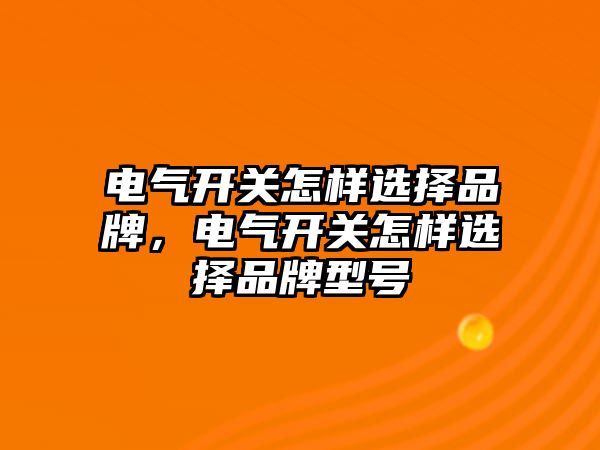 電氣開關怎樣選擇品牌，電氣開關怎樣選擇品牌型號