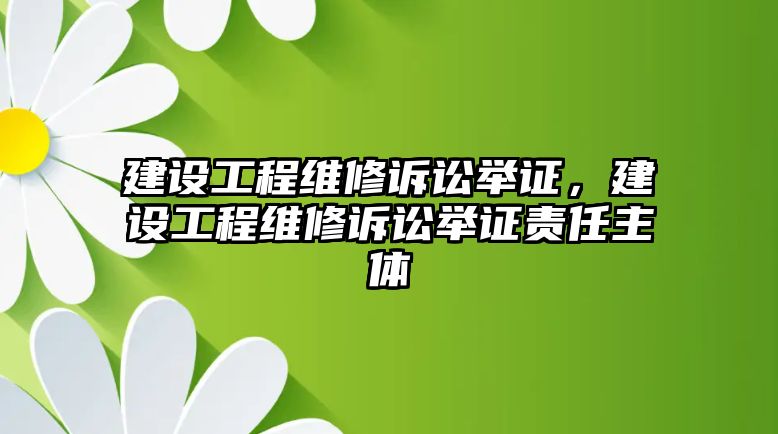 建設工程維修訴訟舉證，建設工程維修訴訟舉證責任主體