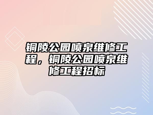 銅陵公園噴泉維修工程，銅陵公園噴泉維修工程招標