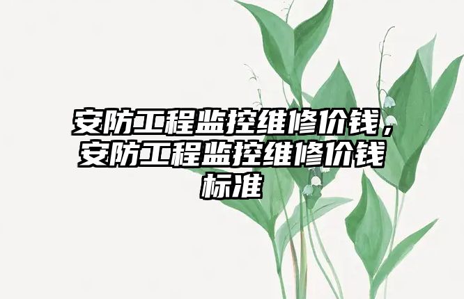 安防工程監控維修價錢，安防工程監控維修價錢標準