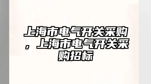 上海市電氣開關采購，上海市電氣開關采購招標