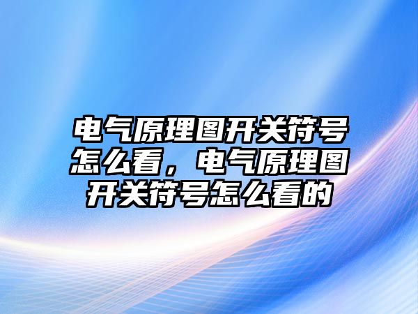 電氣原理圖開關符號怎么看，電氣原理圖開關符號怎么看的