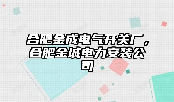 合肥金成電氣開關廠，合肥金城電力安裝公司