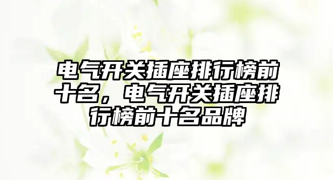 電氣開關插座排行榜前十名，電氣開關插座排行榜前十名品牌