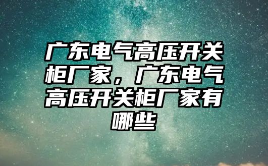 廣東電氣高壓開關柜廠家，廣東電氣高壓開關柜廠家有哪些