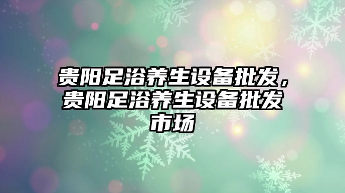 貴陽足浴養生設備批發，貴陽足浴養生設備批發市場