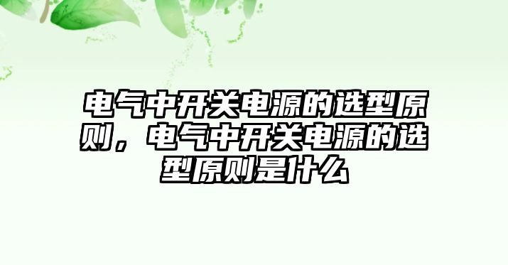 電氣中開關電源的選型原則，電氣中開關電源的選型原則是什么