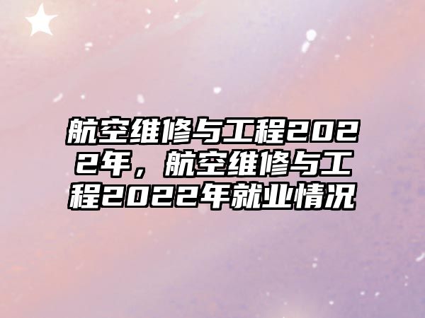 航空維修與工程2022年，航空維修與工程2022年就業情況