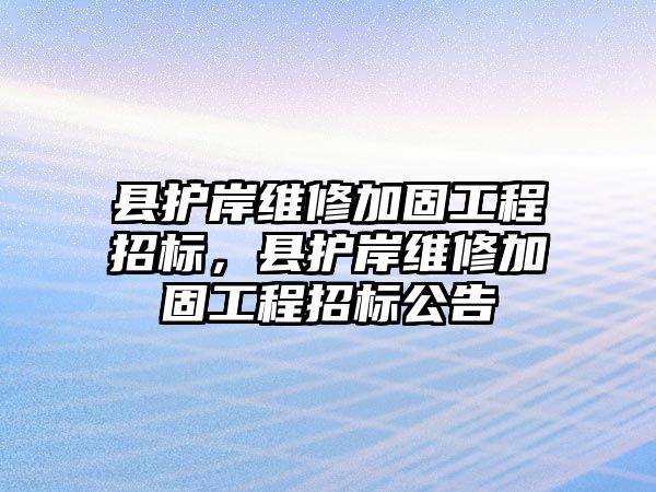 縣護岸維修加固工程招標，縣護岸維修加固工程招標公告