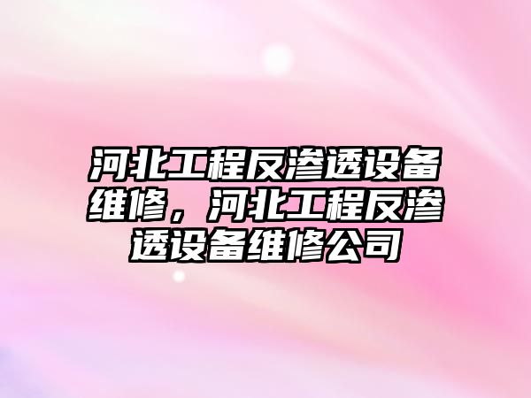 河北工程反滲透設備維修，河北工程反滲透設備維修公司