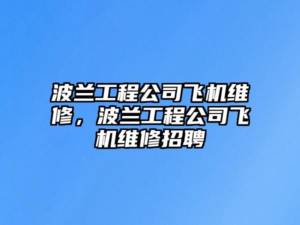 波蘭工程公司飛機維修，波蘭工程公司飛機維修招聘