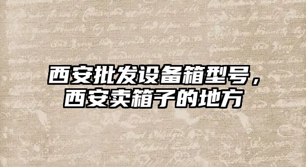 西安批發設備箱型號，西安賣箱子的地方