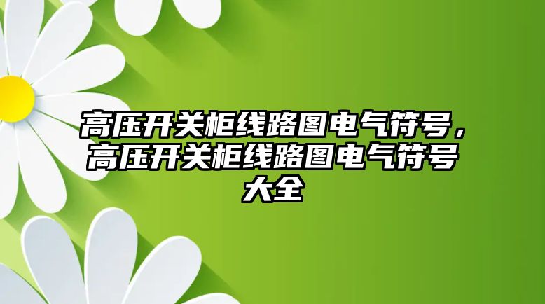 高壓開關柜線路圖電氣符號，高壓開關柜線路圖電氣符號大全