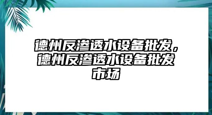 德州反滲透水設備批發，德州反滲透水設備批發市場