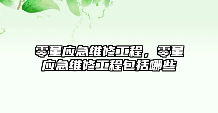 零星應急維修工程，零星應急維修工程包括哪些