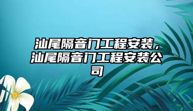 汕尾隔音門工程安裝，汕尾隔音門工程安裝公司