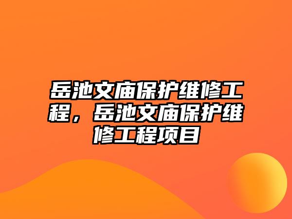 岳池文廟保護維修工程，岳池文廟保護維修工程項目