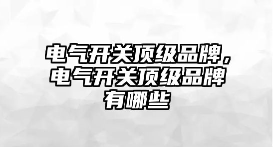 電氣開關頂級品牌，電氣開關頂級品牌有哪些