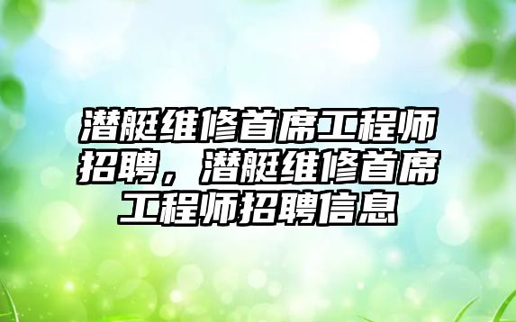 潛艇維修首席工程師招聘，潛艇維修首席工程師招聘信息