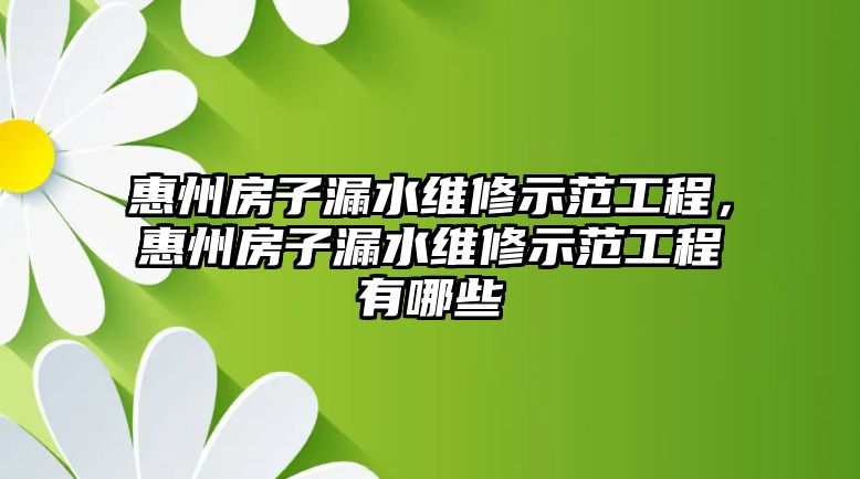 惠州房子漏水維修示范工程，惠州房子漏水維修示范工程有哪些