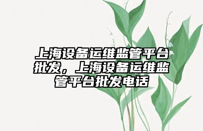 上海設備運維監管平臺批發，上海設備運維監管平臺批發電話