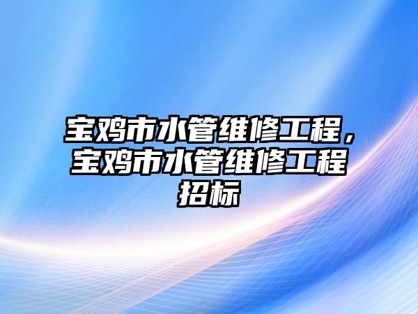 寶雞市水管維修工程，寶雞市水管維修工程招標