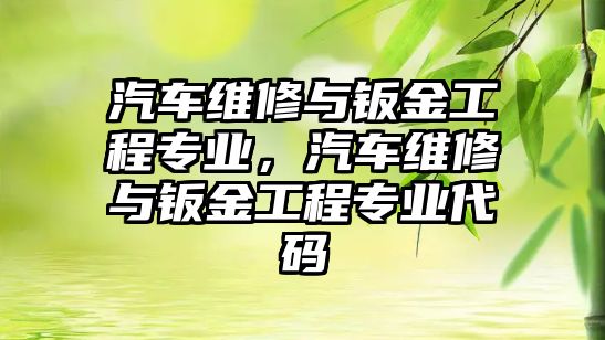 汽車維修與鈑金工程專業，汽車維修與鈑金工程專業代碼