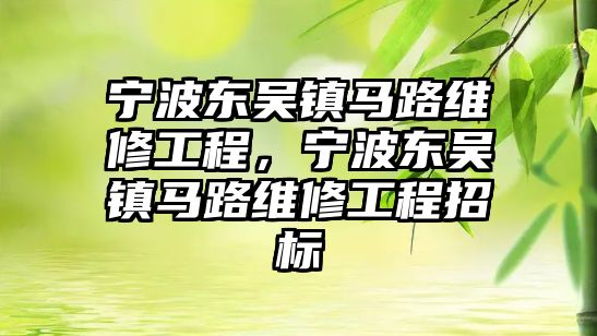 寧波東吳鎮馬路維修工程，寧波東吳鎮馬路維修工程招標