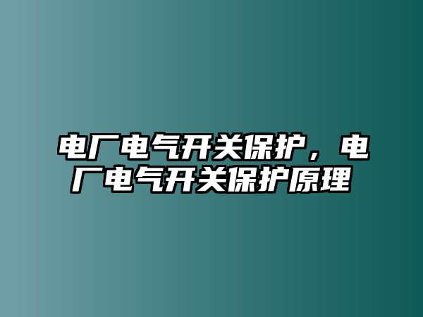 電廠電氣開關保護，電廠電氣開關保護原理