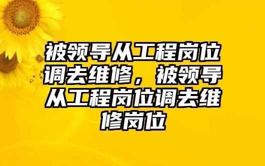 被領導從工程崗位調去維修，被領導從工程崗位調去維修崗位