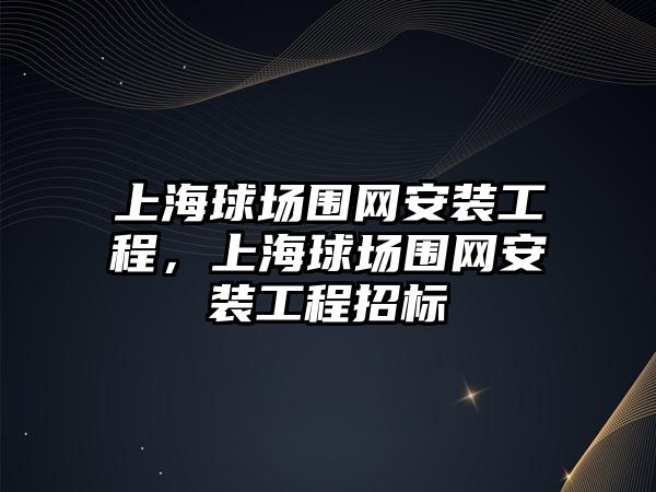 上海球場圍網安裝工程，上海球場圍網安裝工程招標