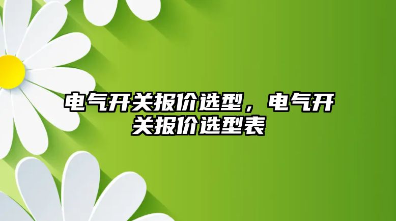 電氣開關報價選型，電氣開關報價選型表