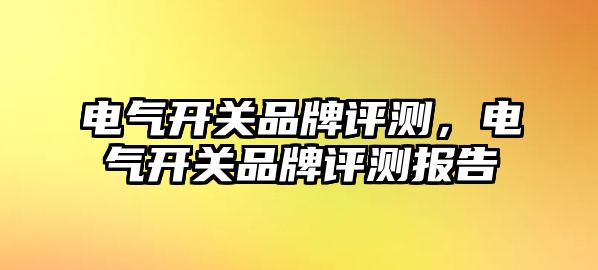 電氣開關品牌評測，電氣開關品牌評測報告