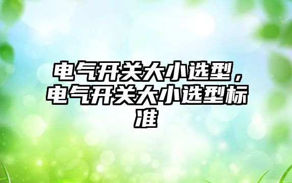 電氣開關大小選型，電氣開關大小選型標準