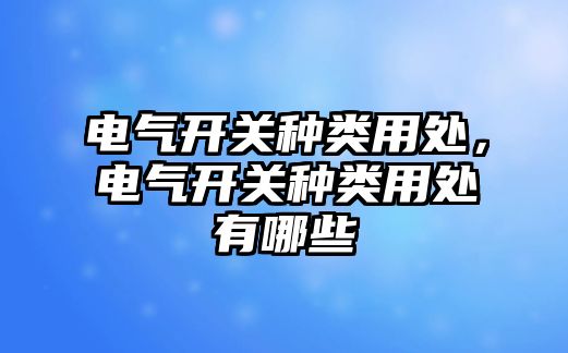 電氣開關種類用處，電氣開關種類用處有哪些